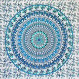 Tapisserie Momomus Mandala farbige Baumwolle orientalische Designs Zuhause - Accessoires und Dekorationen Naty Shop Weiß-Blau 135L x 210B cm