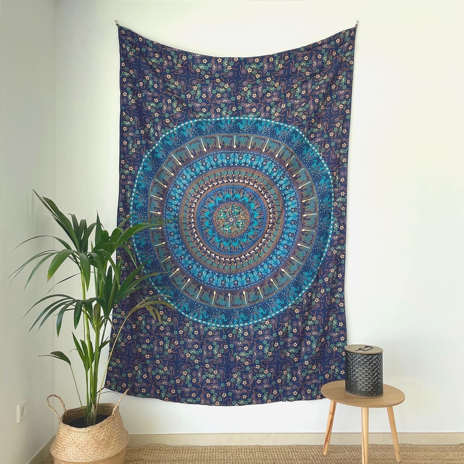 Tapisserie Momomus Mandala farbige Baumwolle orientalische Designs Zuhause - Accessoires und Dekorationen Naty Shop Blau C 135L x 210B cm