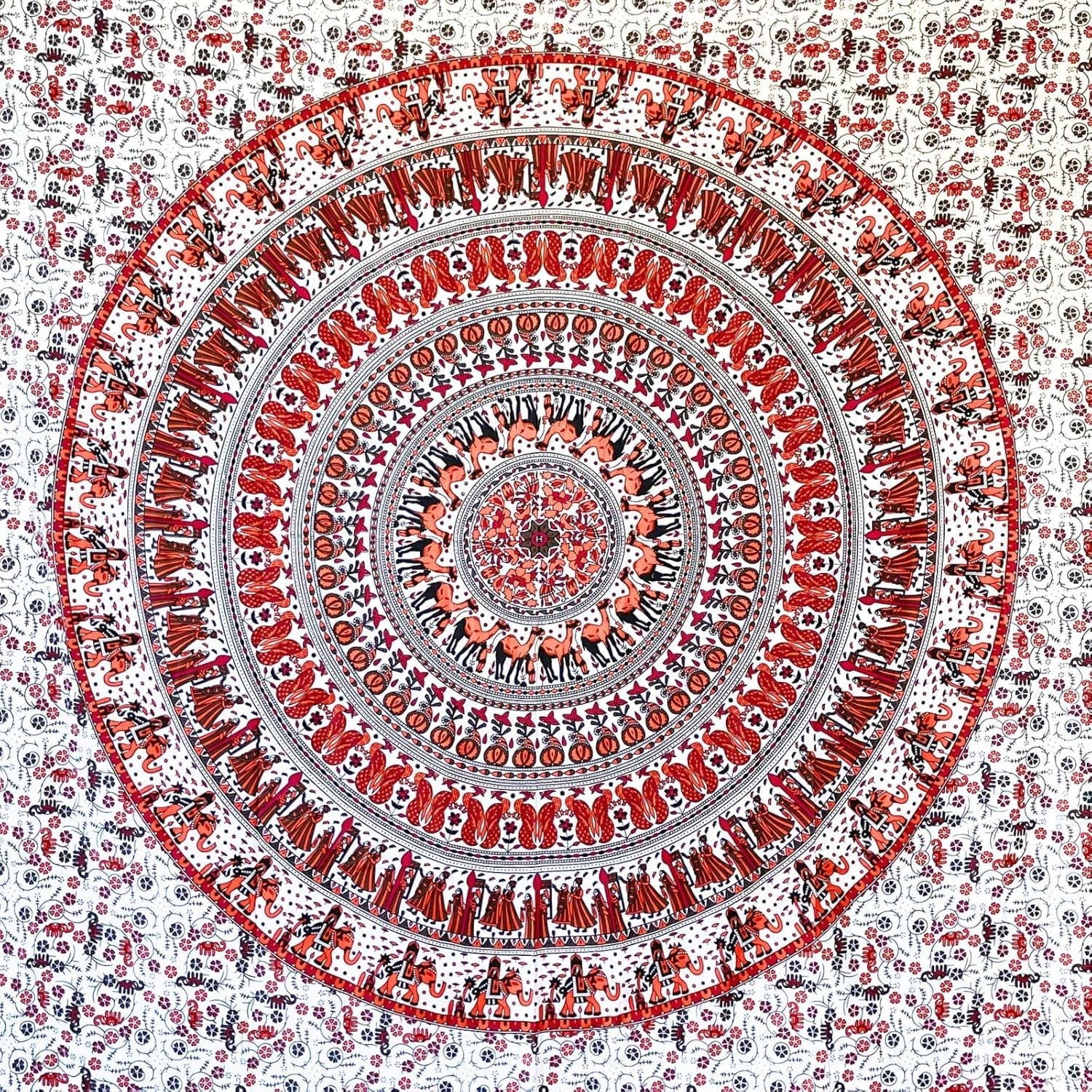Wandteppich Momomus Mandala bunte Baumwolle orientalische Designs Zuhause - Accessoires und Dekorationen Naty Shop Weiß-Orange 210L x 230B cm