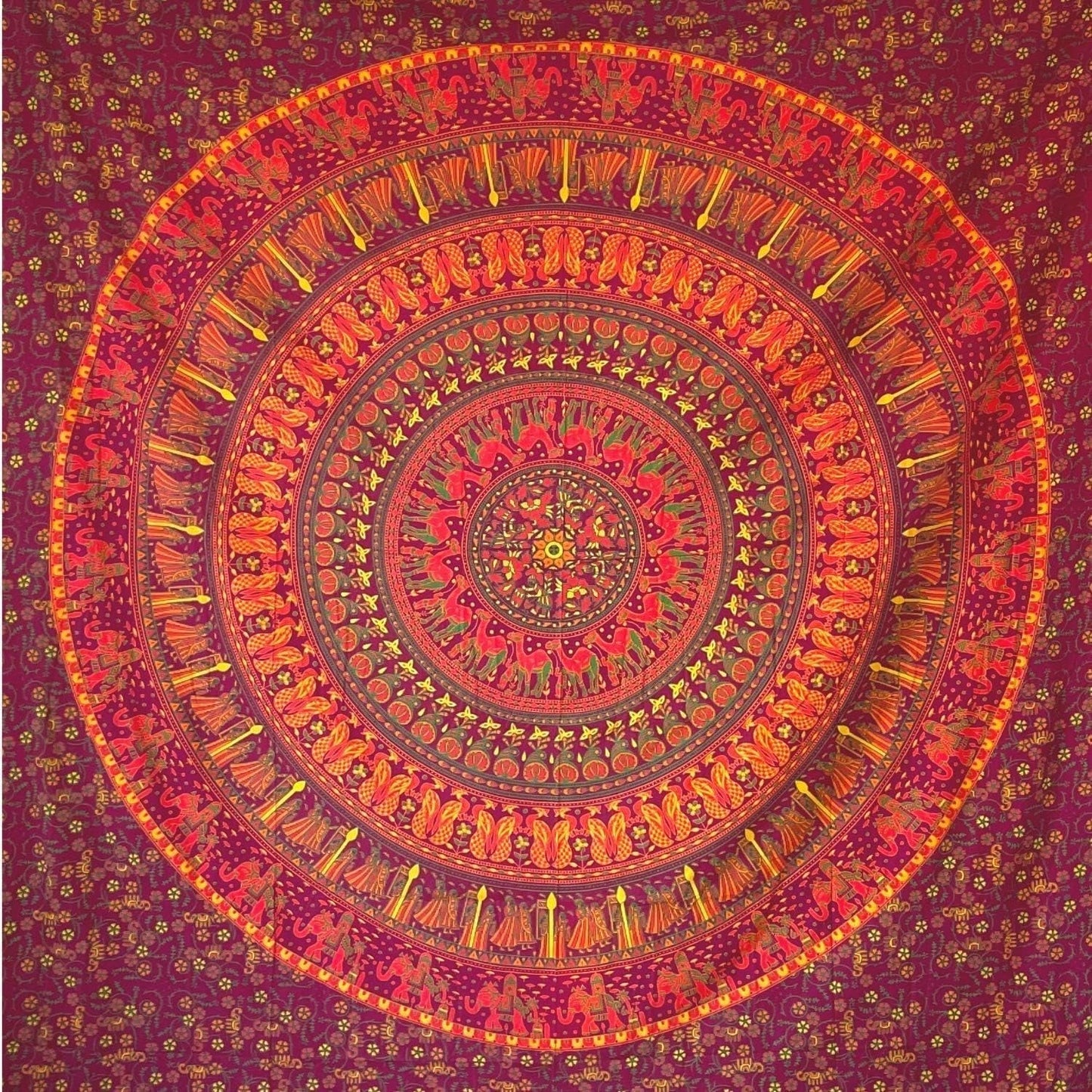 Tapisserie Momomus Mandala farbige Baumwolle orientalische Designs Zuhause - Accessoires und Dekorationen Naty Shop Orange 210L x 230B cm