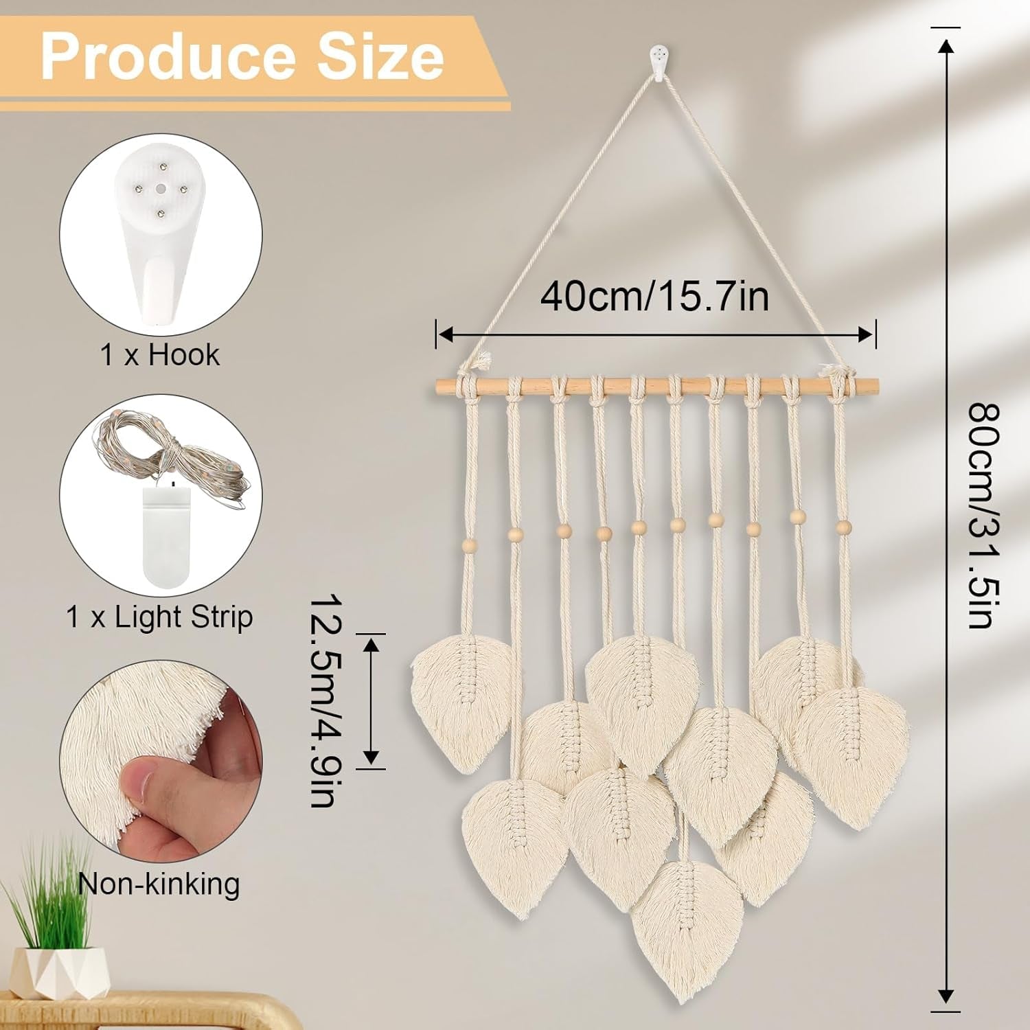 Gobelin Quatre handgemachte flache Girlande aus gewebten Blättern Zuhause - Accessoires und Dekorationen Naty Shop