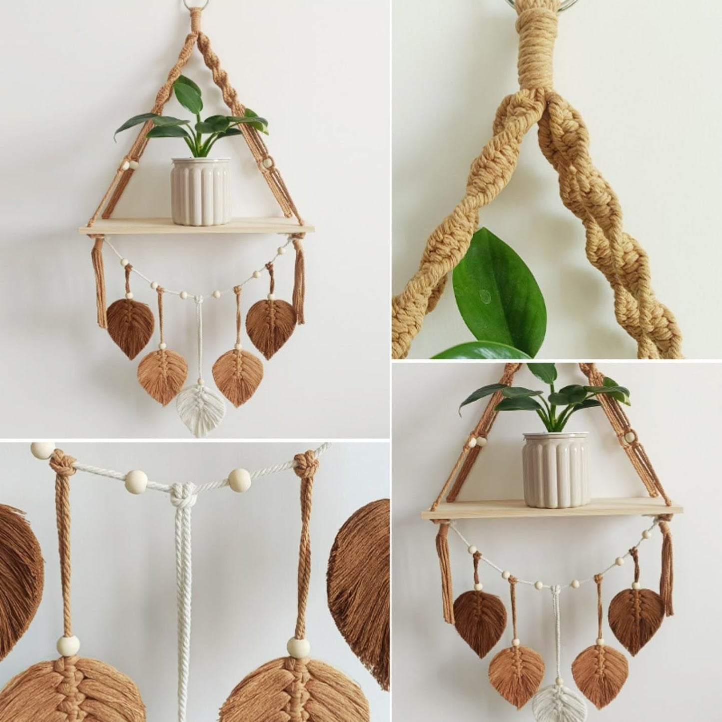 Wandteppich aus Holzregal, Girlande aus gewebten Blättern, Zuhause – Accessoires und Dekorationen, Naty Shop