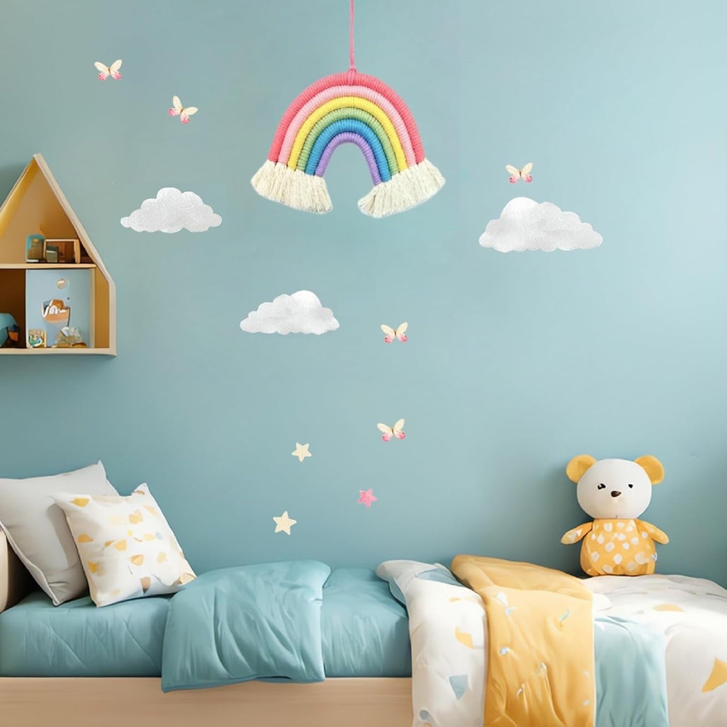 Dekorativer Regenbogen-Wandteppich, der das Schlafzimmer des Kinderzimmers Casa - Accessoires und Dekorationen Naty Shop schmückt