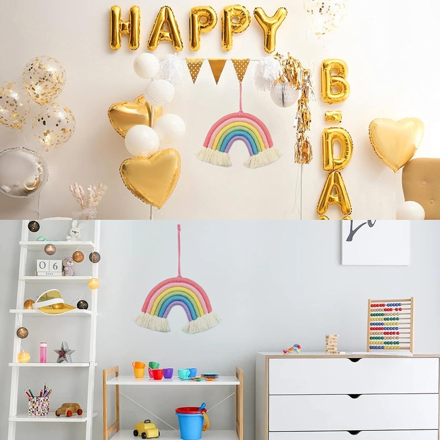 Dekorativer Regenbogen-Wandteppich, der das Schlafzimmer des Kinderzimmers Casa - Accessoires und Dekorationen Naty Shop schmückt