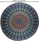 Runder Wandteppich Pfau Mandala Zentimeter Roundie Hippie vorne Zuhause – Accessoires und Dekorationen Naty Shop