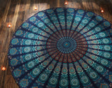 Runder Wandteppich Pfau Mandala Zentimeter Roundie Hippie vorne Zuhause – Accessoires und Dekorationen Naty Shop