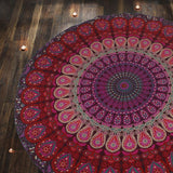 Runder Wandteppich Pfauen-Mandala Zentimeter Roundie Hippie-Gesicht Zuhause – Accessoires und Dekorationen Naty Shop Violettrosa 183 L x 183 B cm