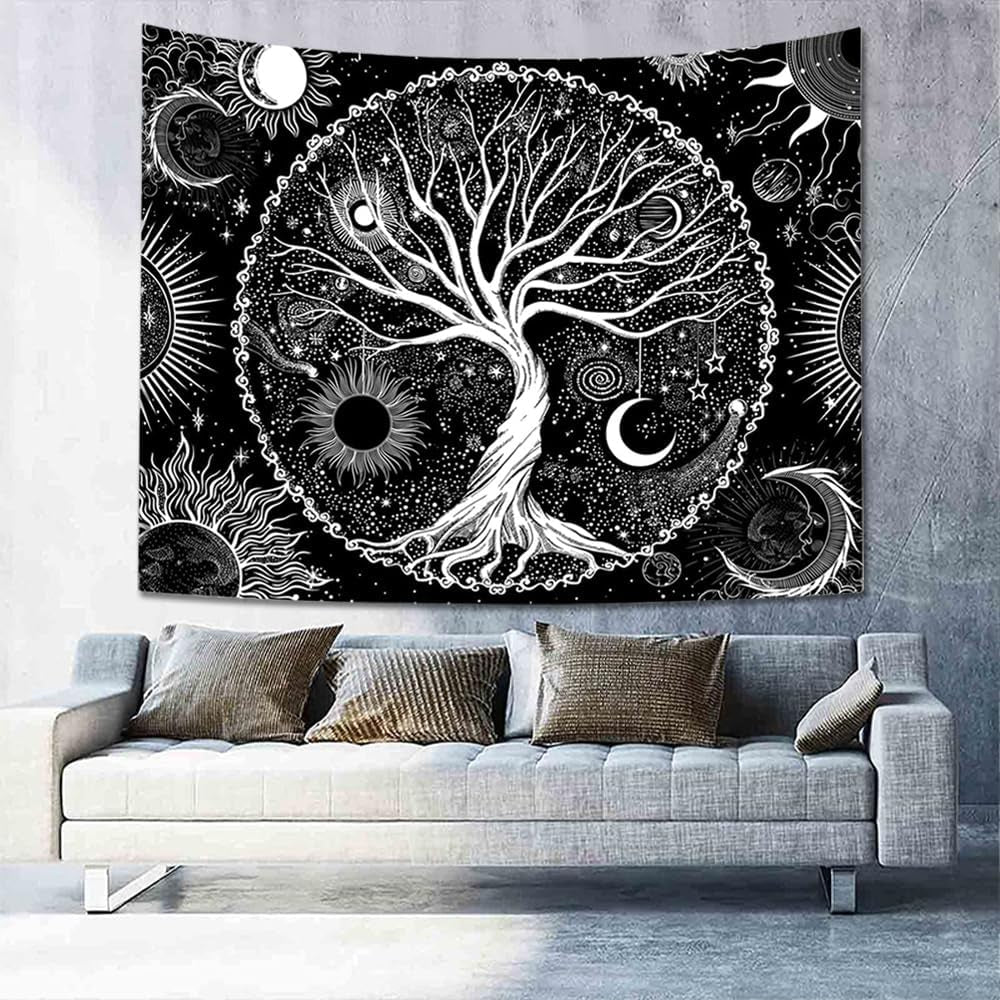 Tapisserie Sequpr Baum Leben Sonne Mond Zuhause – Accessoires und Dekorationen Naty Shop