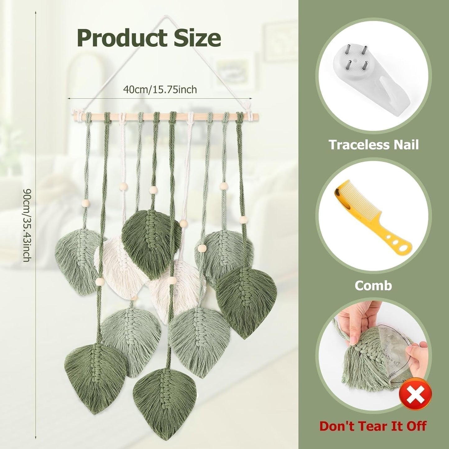 Fensterdekoration im Gobelin-Stil, 40 cm, grün Zuhause – Accessoires und Dekorationen Naty Shop