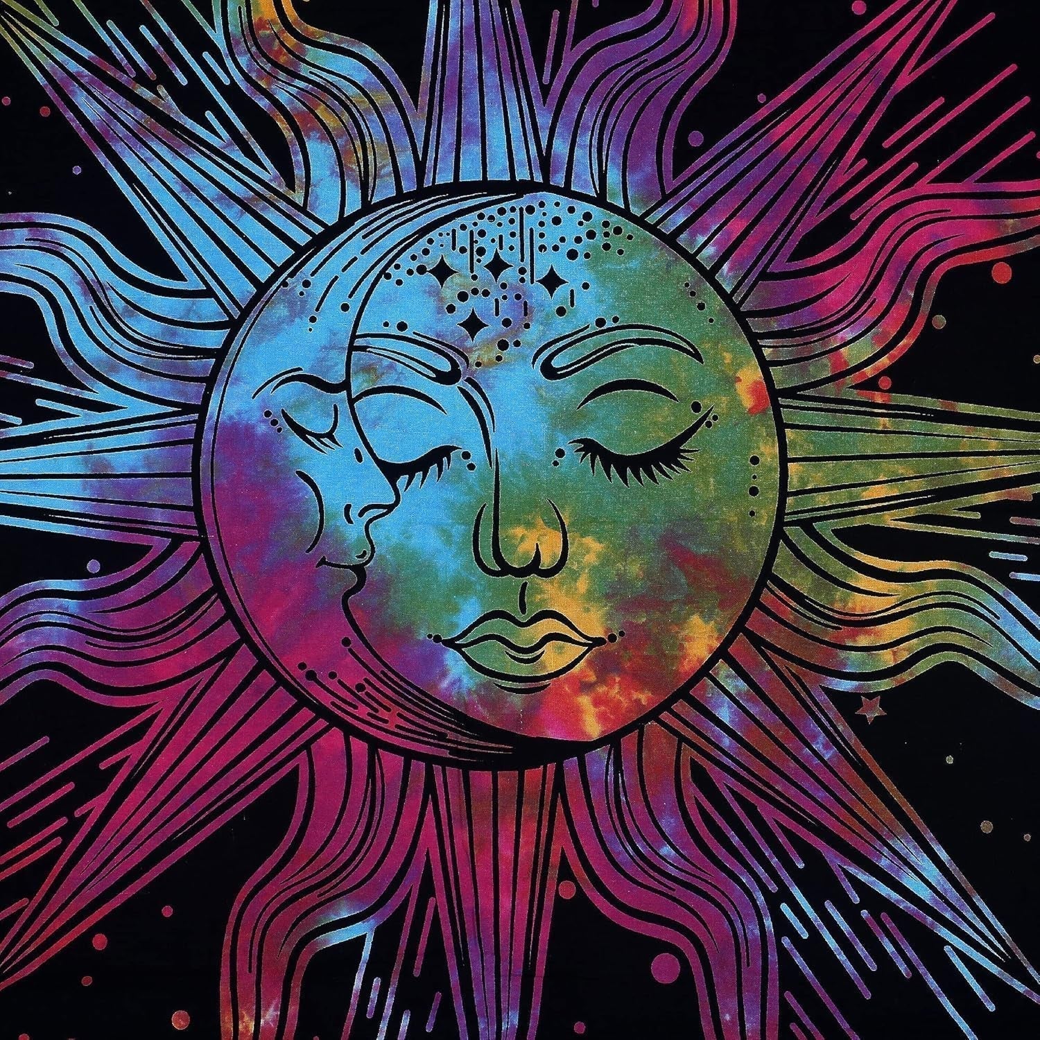 Wandteppich Sonne Mond Stern spirituell ästhetisch Regenbogen Baumwolle Zuhause – Accessoires und Dekorationen Naty Shop