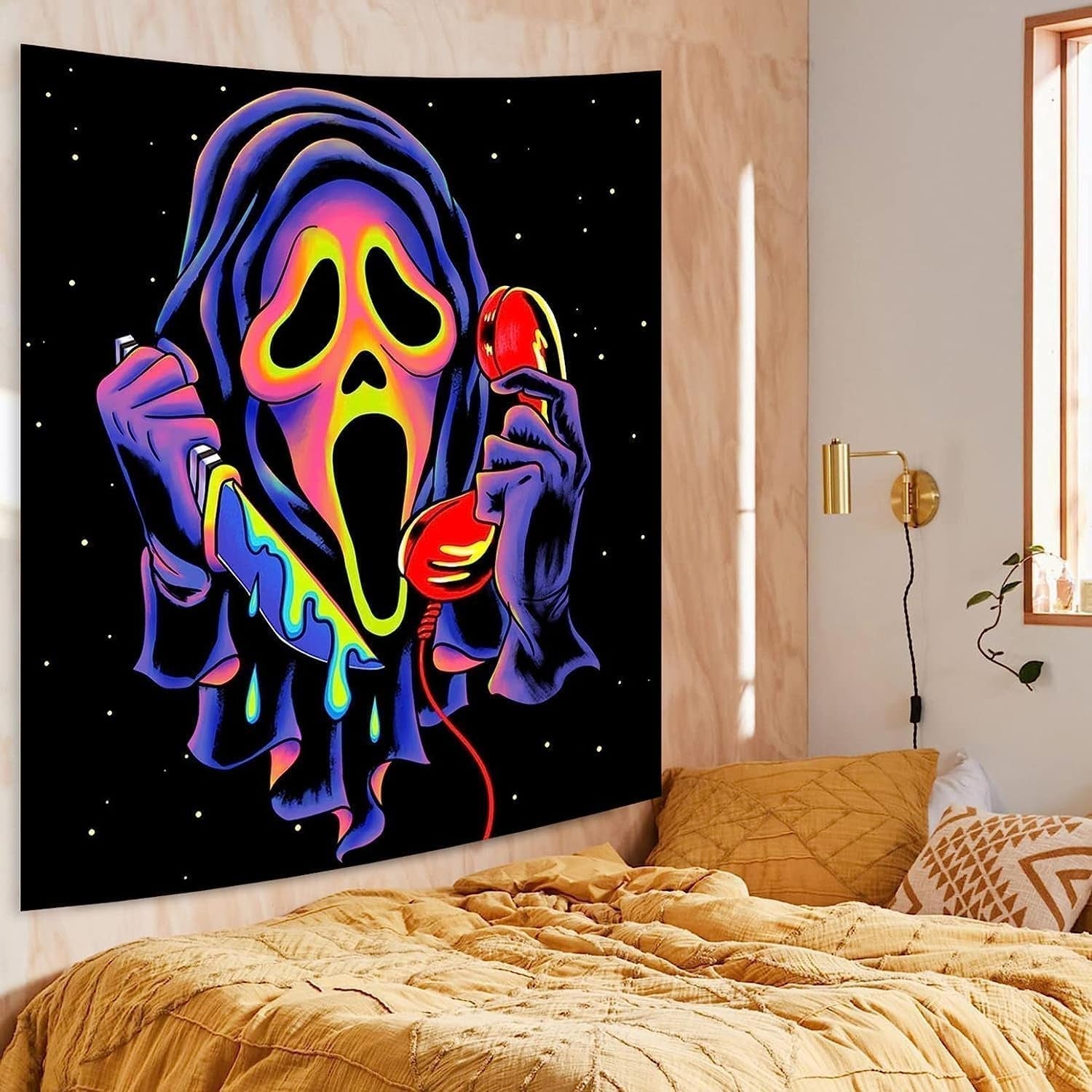 Gobelin Wandteppich Horror Gesicht Schwarzlicht Geister reaktiv Zuhause - Accessoires und Dekorationen Naty Shop