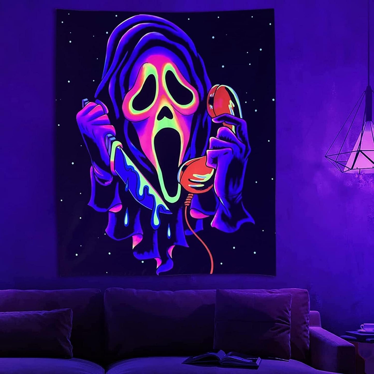 Gobelin Wandteppich Horror Gesicht Schwarzlicht Geister reaktiv Zuhause - Accessoires und Dekorationen Naty Shop
