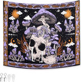Wandteppich, grüne Schmetterlinge, gebürsteter Stoff, Zuhause – Accessoires und Dekorationen, Naty Shop, violetter Totenkopf