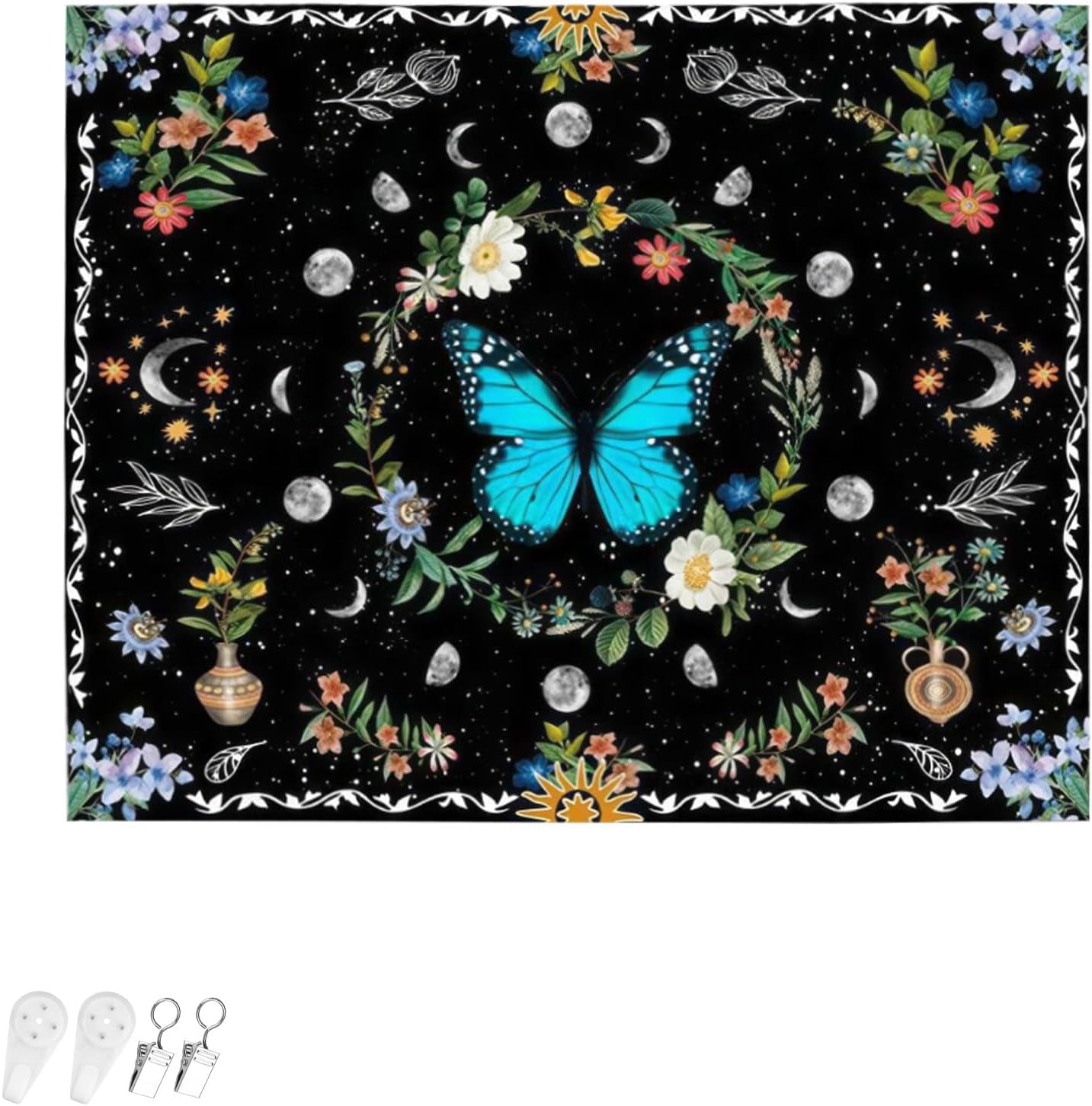 Gobelin Wandteppich grüne Schmetterlinge aus gebürstetem Stoff Startseite - Accessoires und Dekorationen Naty Shop Grüner Schmetterling