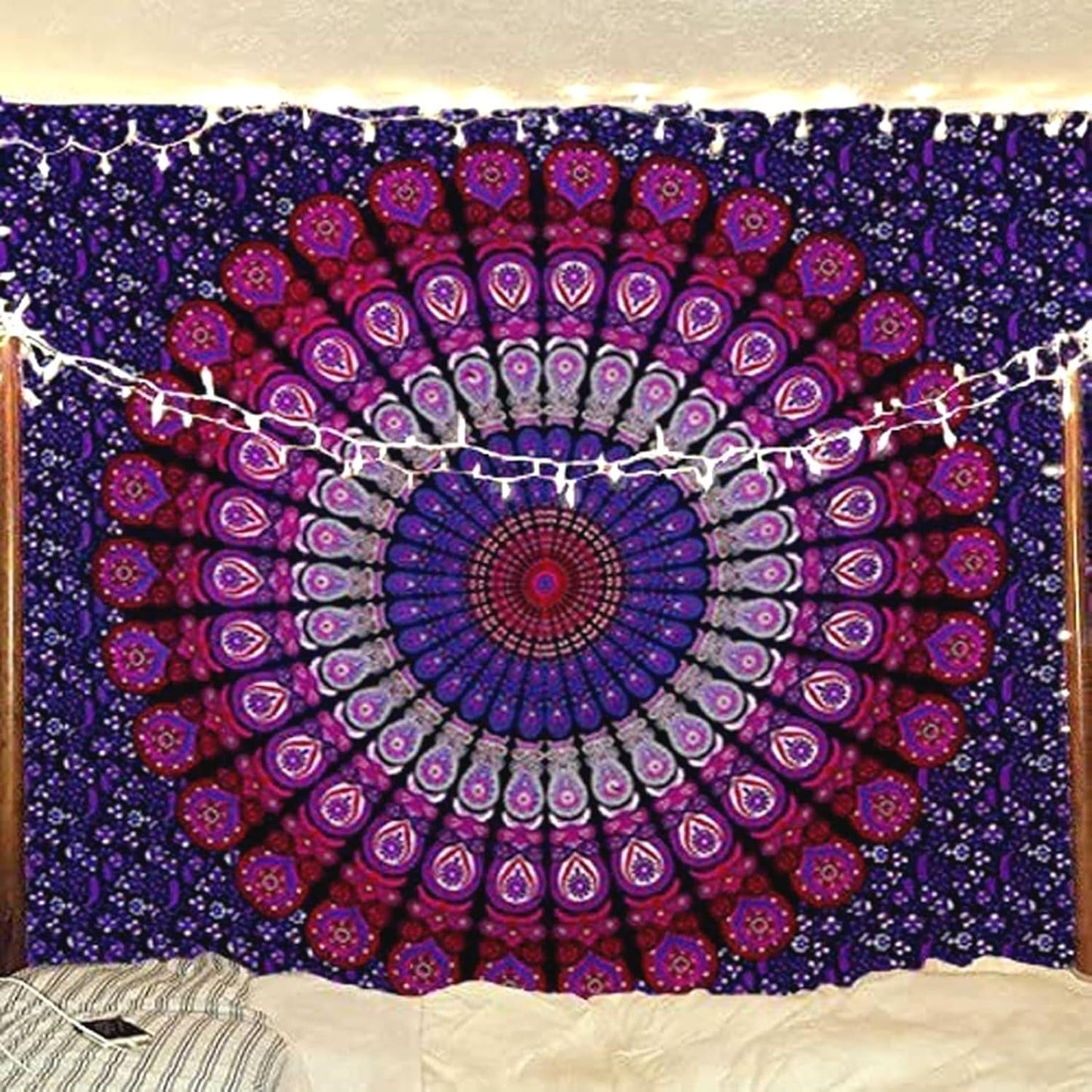 Gobelin lila Hippie-Stranddecke Mandala indische Baumwolle Startseite – Accessoires und Dekorationen Naty Shop Standardtitel