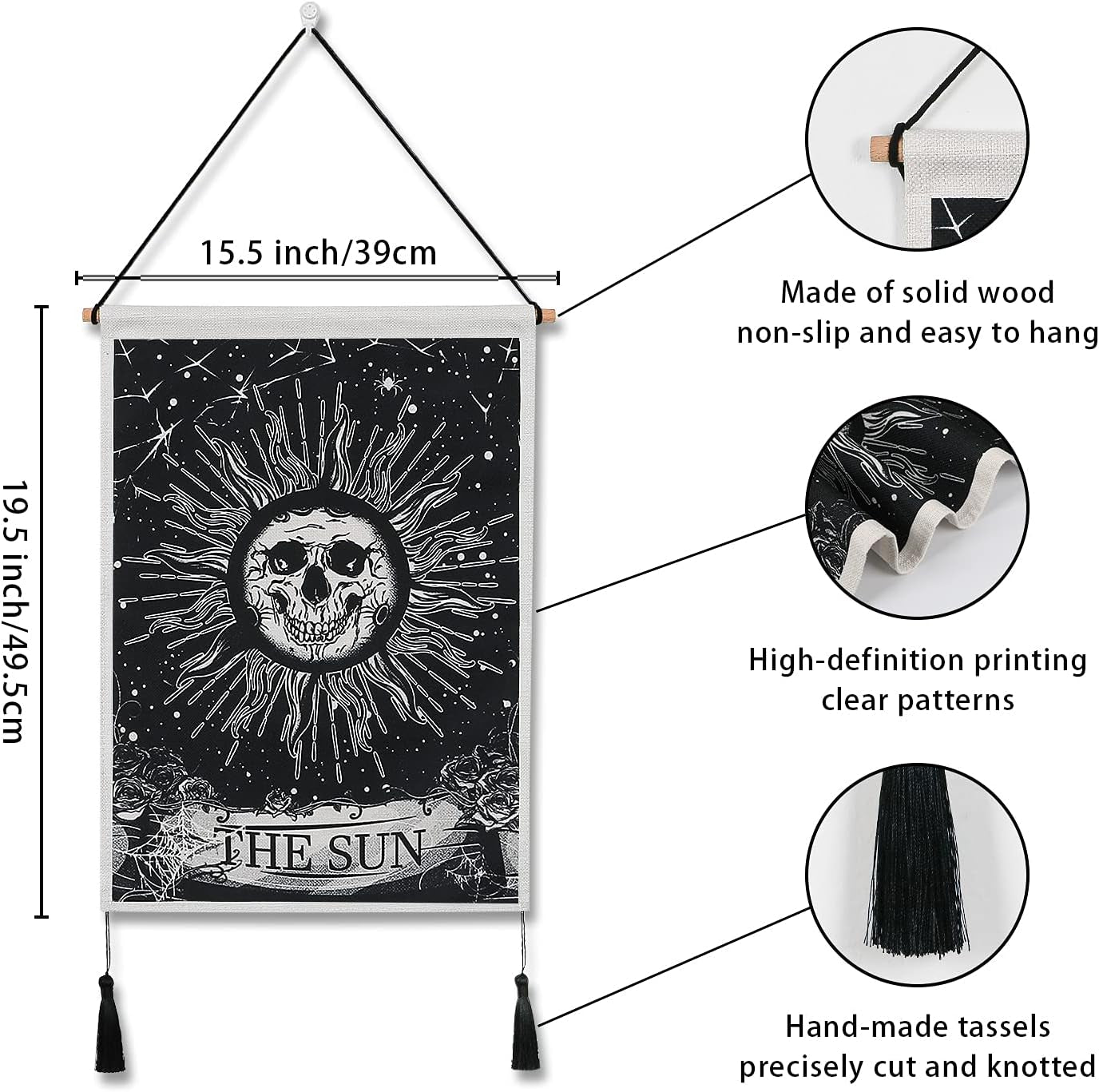Wandteppich Weldomcor Tarot-Totenkopf-Set Sonne Startseite – Accessoires und Dekorationen Naty Shop
