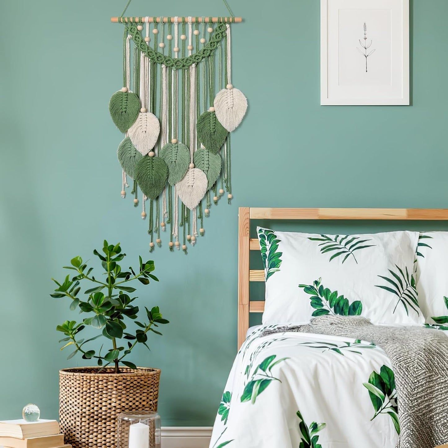Wandteppich Weldomcor Wandteppich kleine Handelsperlen Holzblätter Startseite - Accessoires und Dekorationen Naty Shop