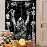 Tapisserie yrendenge menschlicher Totenkopf schwarz weiß Zuhause - Accessoires und Dekorationen Naty Shop