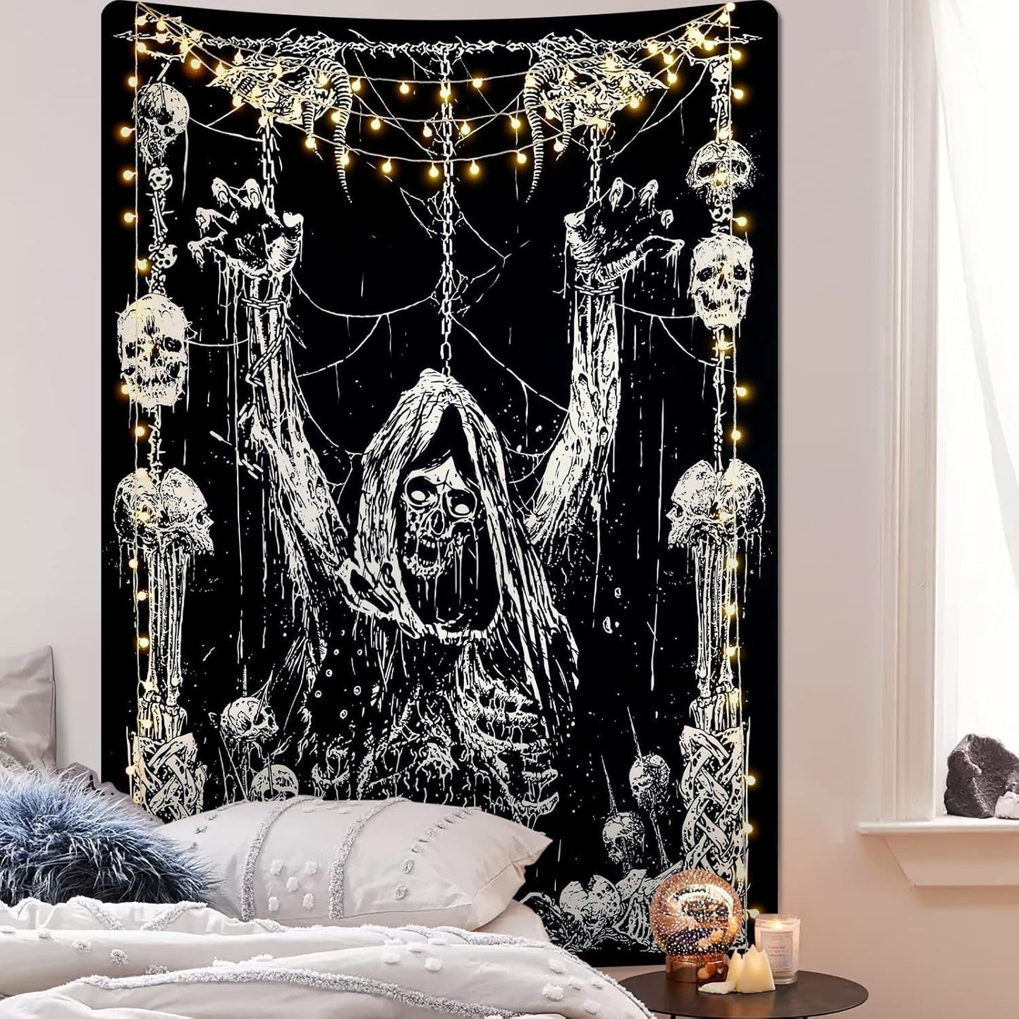 Tapisserie yrendenge menschlicher Totenkopf schwarz weiß Zuhause - Accessoires und Dekorationen Naty Shop