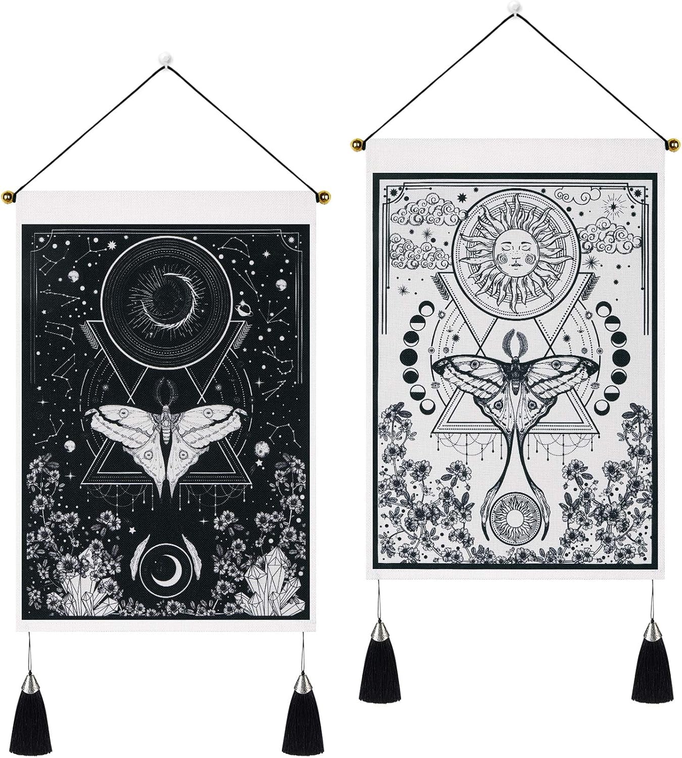 Yugarlibi-Wandteppich, 2 Stück, kleine Wandteppiche zum Aufhängen, Mond und Sonne, Zuhause – Accessoires und Dekorationen, Naty Shop, Schmetterling, 35 x 50 cm