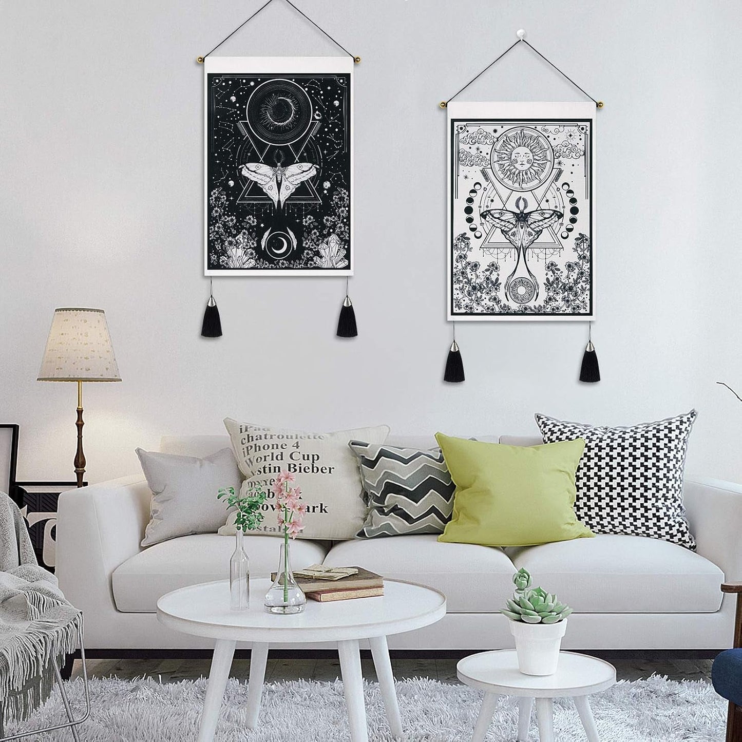 Yugarlibi Wandteppich, 2 Stück, kleine Wandteppiche zum Aufhängen, Mond und Sonne. Zuhause – Accessoires und Dekorationen Naty Shop