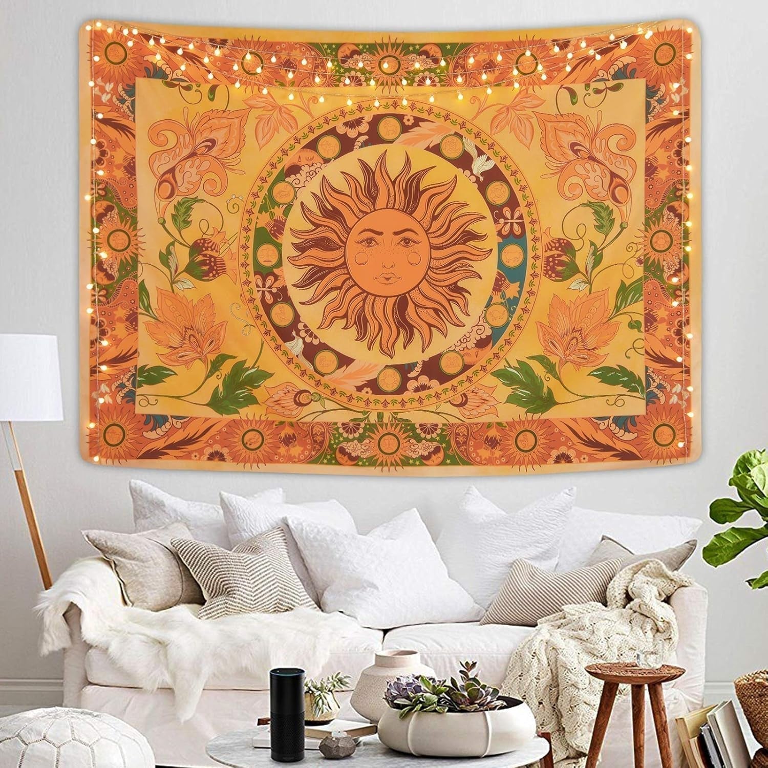 Wandteppich Yugarlibi brennende Sonne Frühlingsblumen Vintage Wand Home - Accessoires und Dekorationen Naty Shop