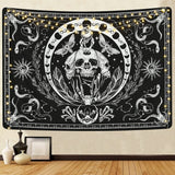 Gobelin Yugarlibi Skelett schwarz Schlangenmotte ästhetische Leinwand Zuhause – Accessoires und Dekorationen Naty Shop Schwarz 150 L x 130 B cm