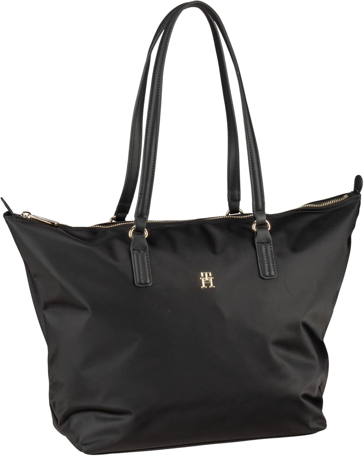 Tommy Hilfiger Damen Poppy Tote Zipper Bag Damentaschen Naty Shop Schwarz (Schwarz)