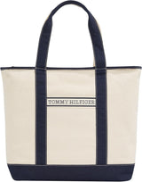 TOMMY HILFIGER Damen Th Summer Canvas Tote Aw0aw17421 Tragetasche Damen Taschen Naty Shop Blau (Space Blue)