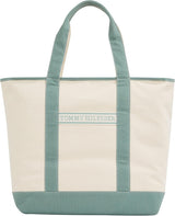 TOMMY HILFIGER Damen Th Summer Canvas Tote Aw0aw17421 Tragetasche Damen Taschen Naty Shop Grün (Charming Green)