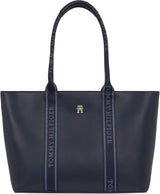 Tommy Hilfiger Th Logotape Tote Aw0aw17198 Tragetasche Damen Taschen Naty Shop Blau (Space Blue)