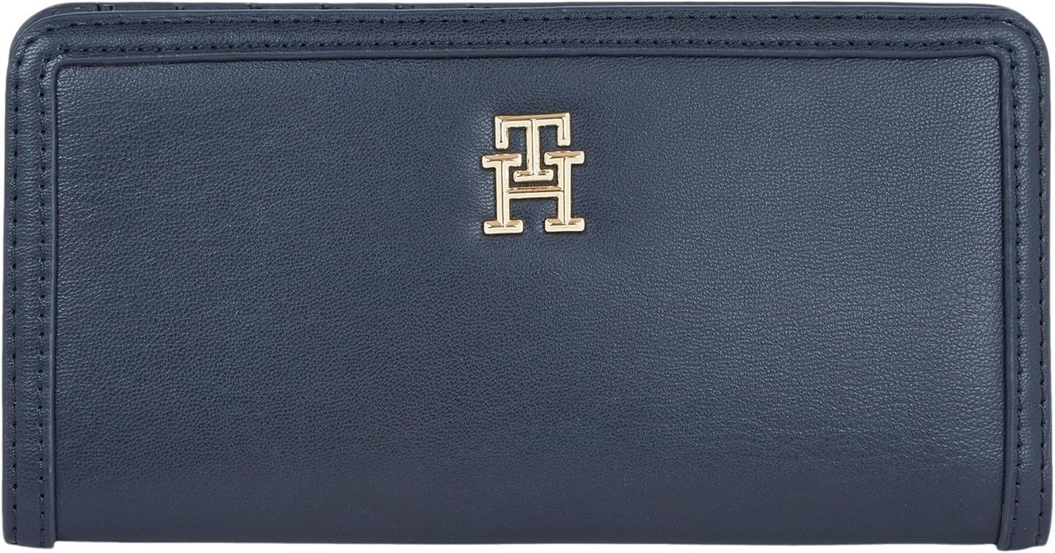 Tommy Hilfiger TH MONOTYPE LARGE SLIM WALLET Damen-Geldbörse, Blau (Space Blue), OS Damen-Geldbörse Naty Shop Standardtitel