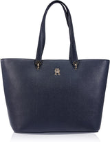 Tommy Hilfiger Tragetasche Tasche Großes Emblem Taschen Damen Naty Shop Blau (Space Blue)