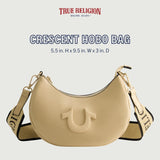 True Religion Damen-Umhängetasche, halbmondförmige Hobo-Handtasche mit verstellbarem, abnehmbarem Riemen und Hufeisen-Logo, Damentaschen, Naty Shop