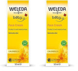 WELEDA Bio-Baby-Calendula-Gesichtscreme – Naturkosmetische Feuchtigkeitscreme mit Mandelöl und Bienenwachs zur Pflege trockener Haut. Natürliche Gesichtspflegecreme für Babys und Kinder (1x 50ml) Kinder - Bade- und Hautpflege Naty Shop Gesichtscreme 50 ml (2er Pack)