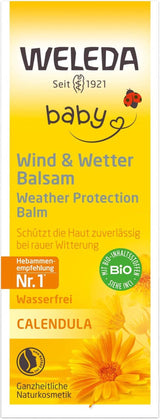 WELEDA Bio Baby Calendula Wind & Wetter Balsam – Gesichtscreme und Handcreme für Naturkosmetik mit Mandelöl und Sesamöl zum Schutz der empfindlichen und trockenen Babyhaut vor rauem und kaltem Wetter (1x 30 ml) Kinder – Bade- und Hautpflege Naty Shop