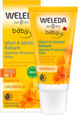 WELEDA Bio-Baby-Calendula-Wind- und Wetterbalsam – Gesichtscreme und Handcreme für Naturkosmetik mit Mandelöl und Sesamöl zum Schutz der empfindlichen und trockenen Babyhaut vor rauem und kaltem Wetter (1x 30 ml) Kinder – Bade- und Hautpflege Naty Shop Standardtitel