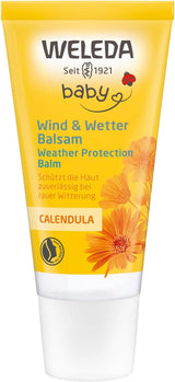 WELEDA Bio Baby Calendula Wind & Wetter Balsam – Gesichtscreme und Handcreme für Naturkosmetik mit Mandelöl und Sesamöl zum Schutz der empfindlichen und trockenen Babyhaut vor rauem und kaltem Wetter (1x 30 ml) Kinder – Bade- und Hautpflege Naty Shop