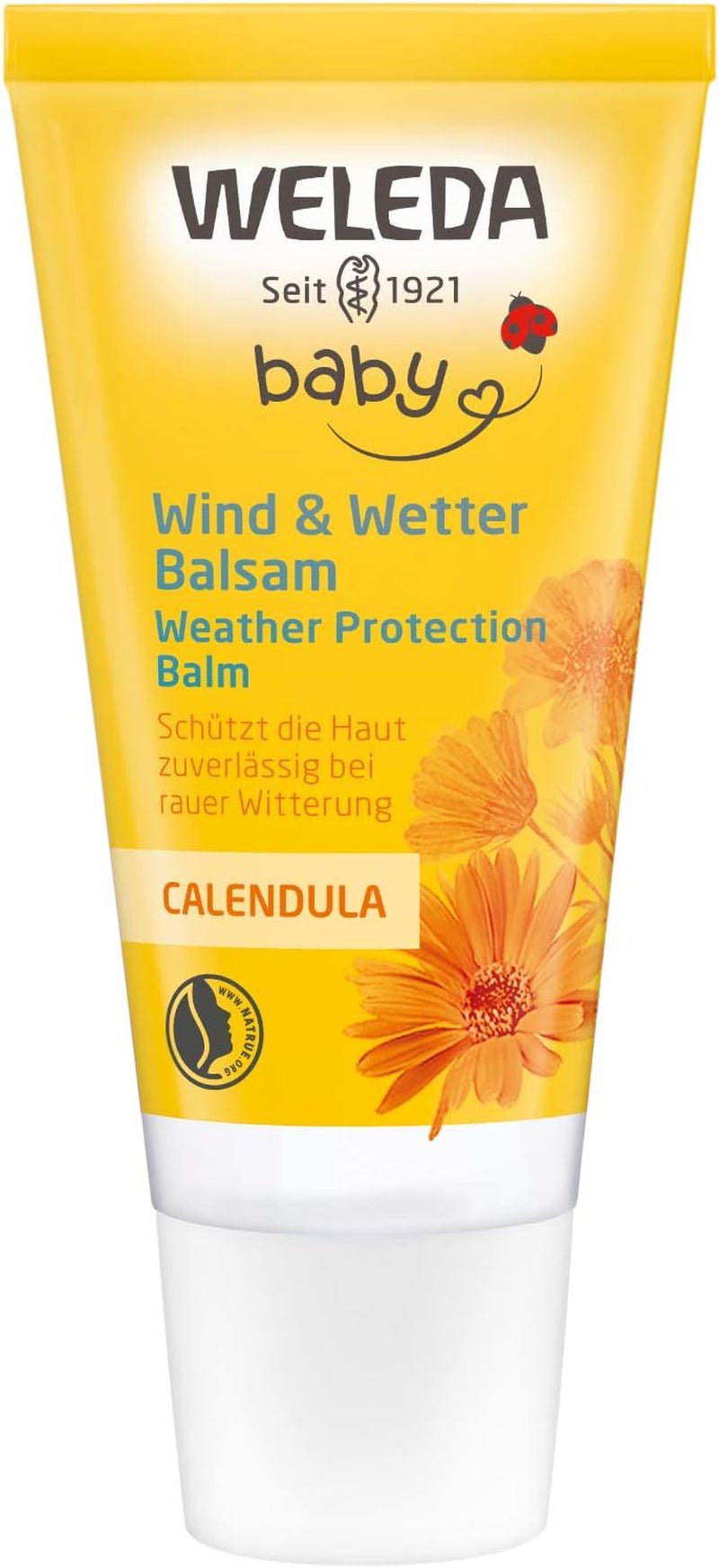 WELEDA Bio Baby Calendula Wind & Wetter Balsam – Gesichtscreme und Handcreme für Naturkosmetik mit Mandelöl und Sesamöl zum Schutz der empfindlichen und trockenen Babyhaut vor rauem und kaltem Wetter (1x 30 ml) Kinder – Bade- und Hautpflege Naty Shop