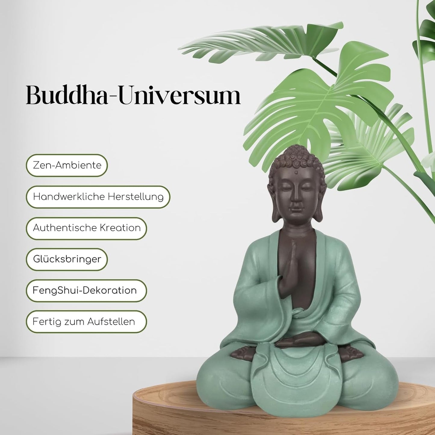 Zen Arôme SBM5 Zen Bodhi Statue, grün/braun, 20 cm hoch Statuetten und Skulpturen Naty Shop