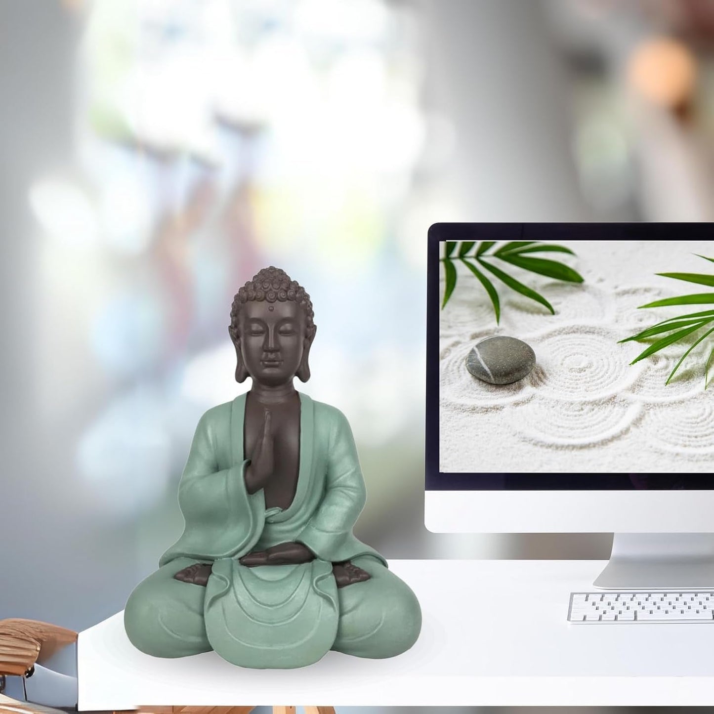 Zen Arôme SBM5 Zen Bodhi Statue, grün/braun, 20 cm hoch Statuetten und Skulpturen Naty Shop