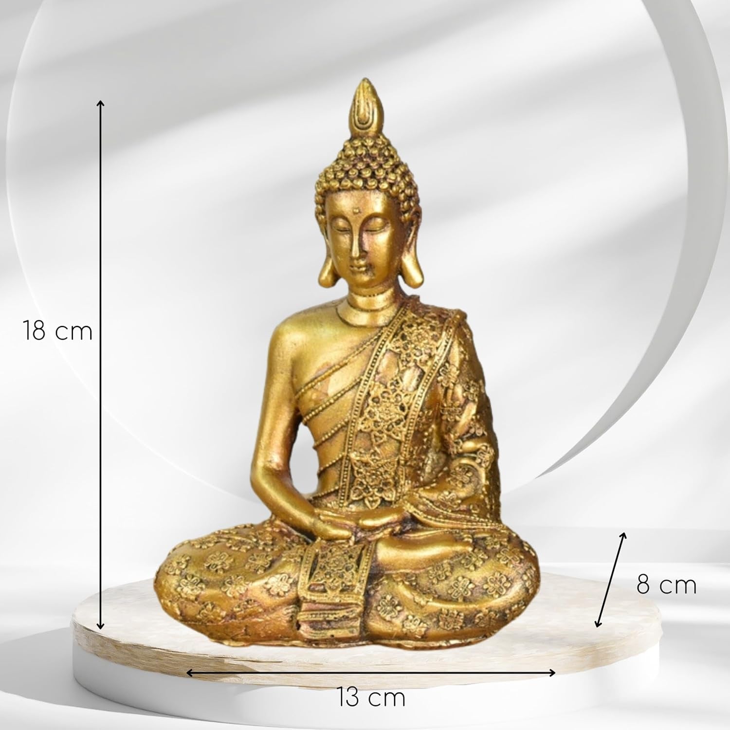 Zen'Light - Statuette mit Buddha-Kopf Sanci - Dekoration für Zen, Meditation und Feng Shui - Geschenk für eine entspannende und spirituelle Atmosphäre - Buddha-Statue - Höhe: 18 cm - Farbe: Gold Statuetten und Skulpturen Naty Shop