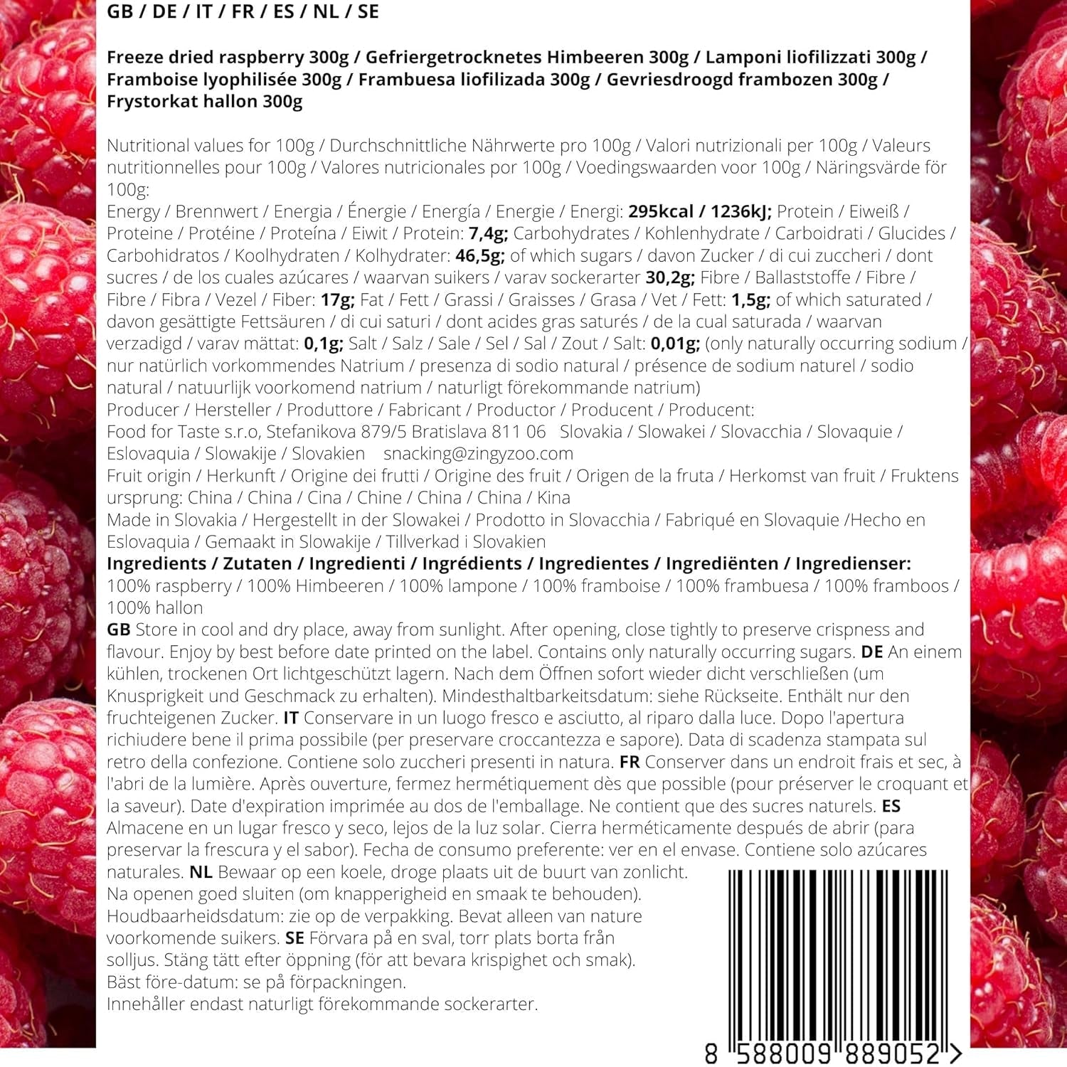 Gefriergetrocknete Himbeeren Bruchstücke | XL 300g Gefriergetrocknete Trockenfrüchte | Getrocknete Himbeeren Glutenfreie gefriergetrocknete Früchte | Gefriergetrocknete Früchte | Gefriergetrocknete Himbeeren, dehydrierte Produkte von Naty Shop